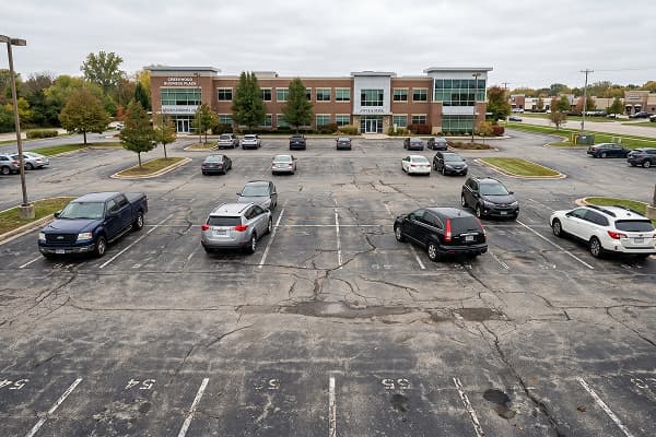Before — Parking Lot Restriping Result